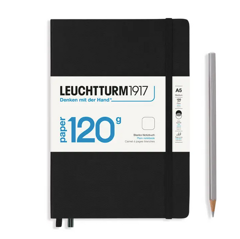 120g Medium (A5) 5x8" Notebook, Plain in Classic Black