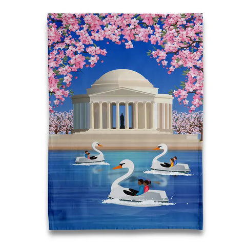 Cherry Blossom At Jefferson Memorial Tea Towel