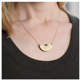 Reversible Semicircle Egypt Necklace in Cherry | Cobalt·Soft Gold