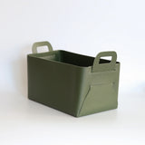 Forest Green Vegan Leather Foldable Storage Basket