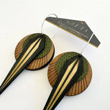 Architectural Leather + Walnut Earring: Naja Walnut Olive