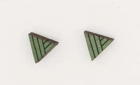 Triangle Studs in Watercress Green