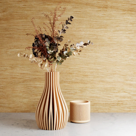 Willow Vase in Natural Wood by Modernized Pottery