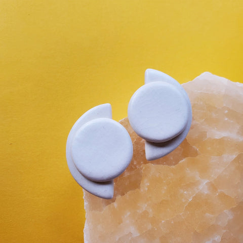 Modern Moons Ceramic Statement Earrings