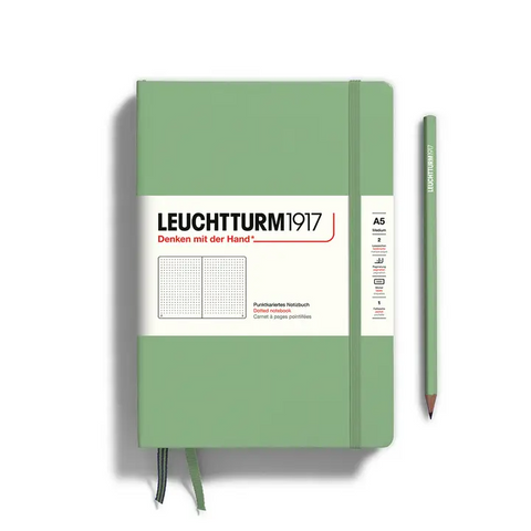 Medium (A5) 5x8" Notebook, Dotted in Sage