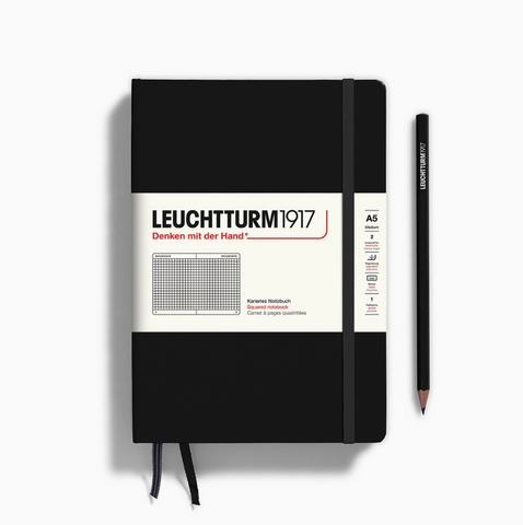 Medium (A5) 5x8" Notebook, Squared in Classic Black