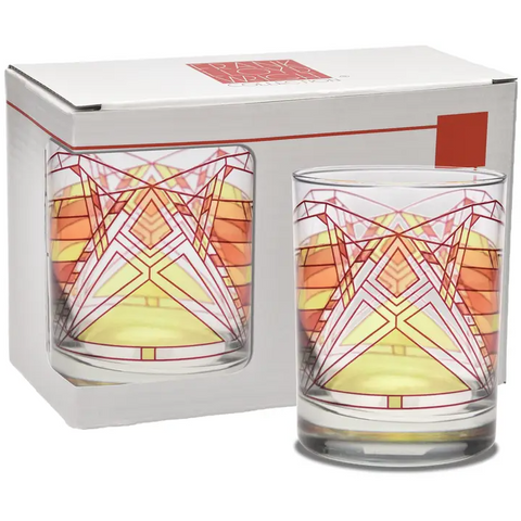 Orange Butterfly Double Old Fashioned Glass - Set of 2