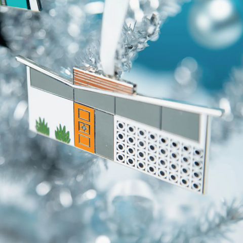 Enamel Midcentury House Ornament - Butterfly Roof