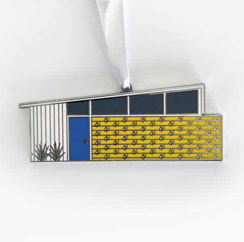 Enamel Midcentury House Ornament - Wedge Roof