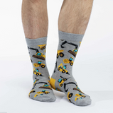 Men's Big & Tall Construction Vehicle Socks (Size 13-17)
