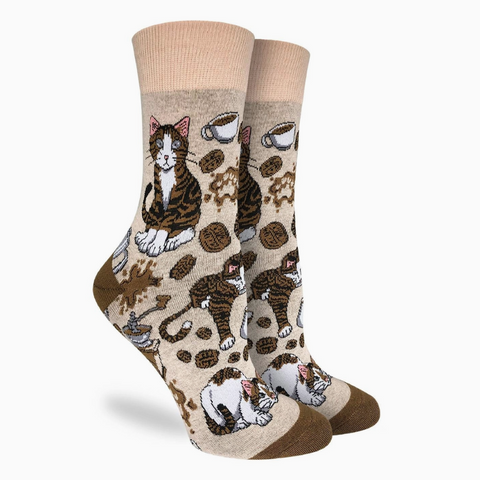 Women's Coffee Cat Socks (Size 5-9)