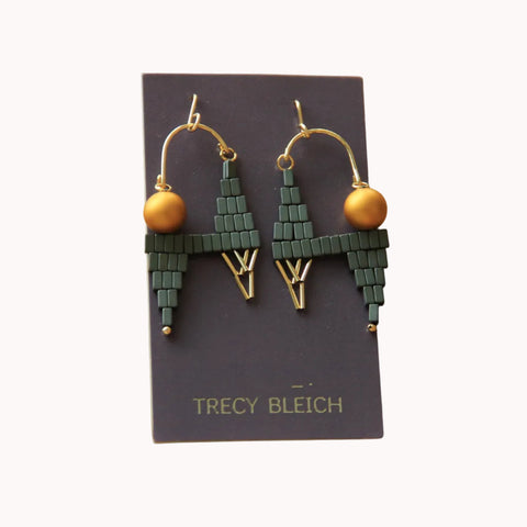 Llama Beaded Earrings in Charcoal