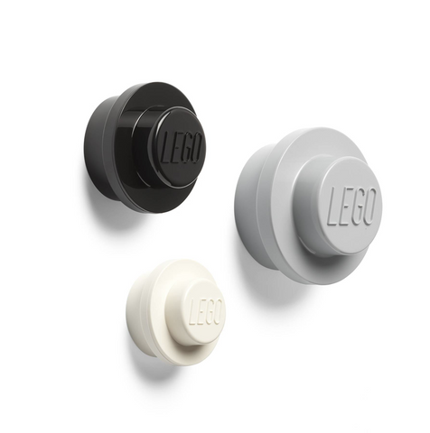 LEGO® Wall Hooks (Set of 3) - White, Black, & Gray