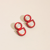 Mona Red & Silver Stud Earrings