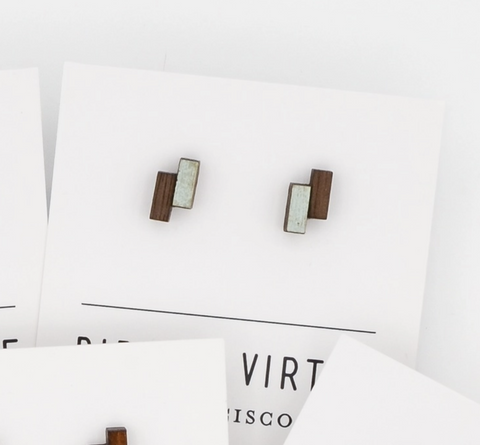 Off-Set Wood Studs in Silver