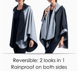 Black & Pewter Rainproof Hooded Rain Cape