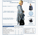 Black & Pewter Rainproof Hooded Rain Cape