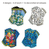 Tiffany Glass Stationary: 16pc Blank Card Set