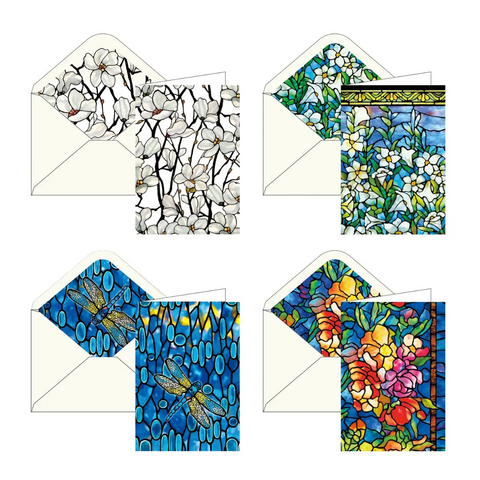 Tiffany Glass Stationary: 16pc Blank Card Set