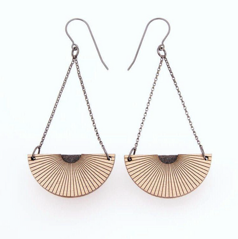 Egypt Chandelier Earrings in Walnut | Graphite & Rose Gold