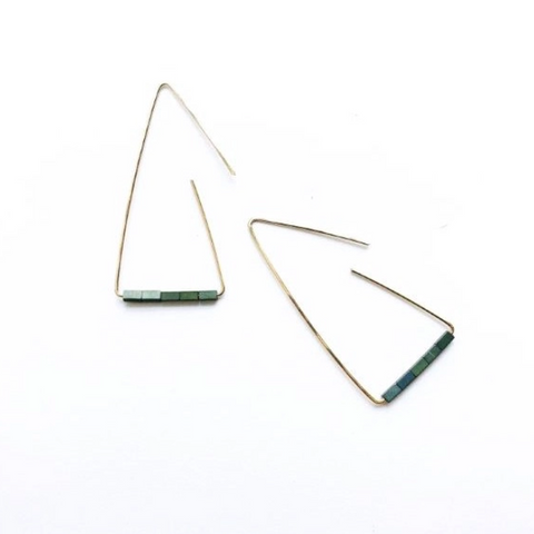 Vanity Triangle Hoop Earrings in Moss