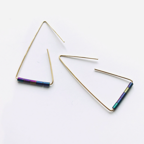 Vanity Triangle Hoop Earrings in Peacock