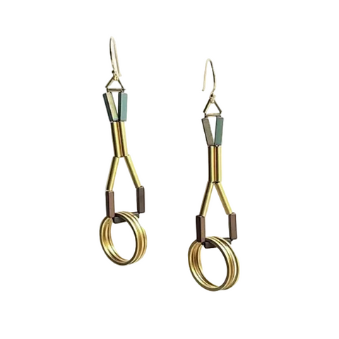 Uni Dangle Earrings in Moss/Espresso