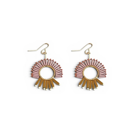 Twiggy Glass & Hematite Earrings in Plum