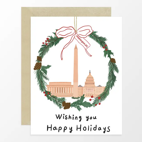 DC Wreath Wishes Greeting Card