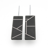 Freja Rectangle Earring in Charcoal & Silver