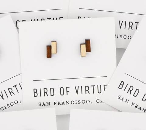 Off-Set Wood Studs in Gold