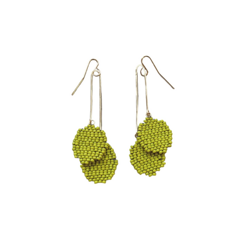 Billy Beaded Dangle Earrings in Chartreuse