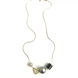 Aluminum Charm Necklace 18"L in Oyster