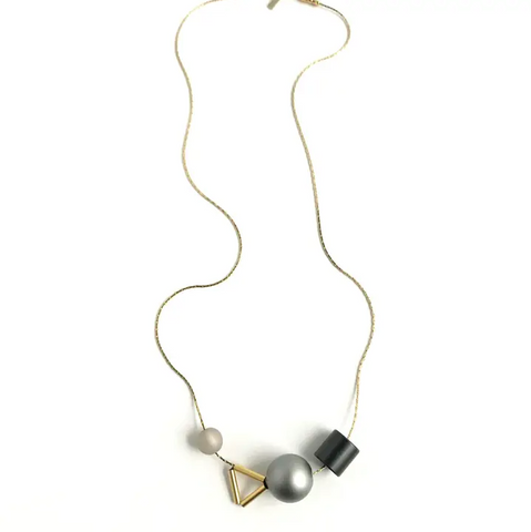 Aluminum Charm Necklace 18"L in Oyster