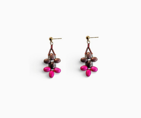 Balloon French Glass Earrings in Fuschia