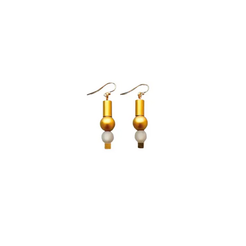 Aluminum Tube Earrings in Saffron