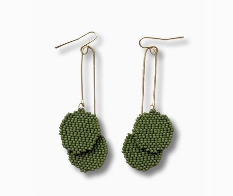 Billy Beaded Dangle Earrings in Moss