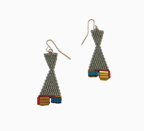 Hourglass Dangle Earrings in Charcoal