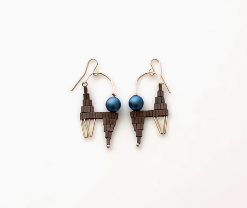 Llama Beaded Earrings in Espresso
