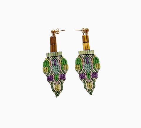 Wild Leaves Beaded Earrings