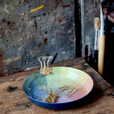 3.6" Round Enamel Dish: Vintage Color Wheel