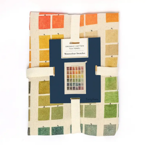 Vintage Watercolor Swatches Tea Towel