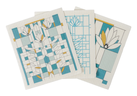 "Waterlilies" Reusable Swedish Dish Cloths (Set of 3)