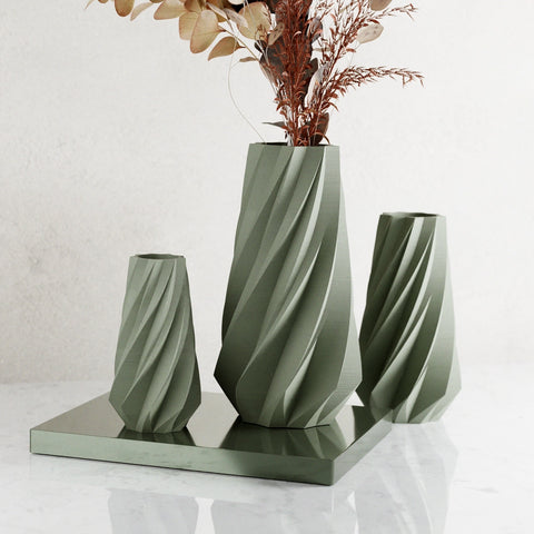 Timber Vase in Muted Green by Modernized Pottery