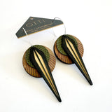 Architectural Leather + Walnut Earring: Naja Walnut Olive