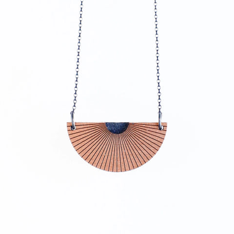 Reversible Semicircle Egypt Necklace in Walnut | Graphite, Rose Gold