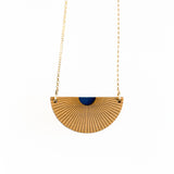 Reversible Semicircle Egypt Necklace in Cherry | Cobalt·Soft Gold