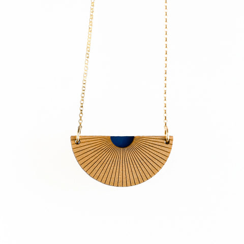 Reversible Semicircle Egypt Necklace in Cherry | Cobalt·Soft Gold