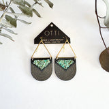 Turquoise Inlay Triangle Earrings: Birch