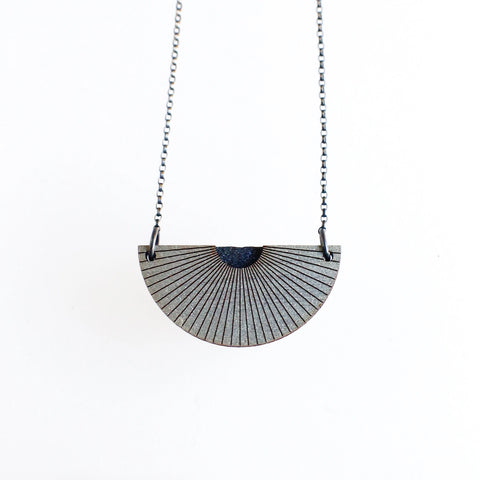 Reversible Semicircle Egypt Necklace in Walnut | Platinum, Graphite